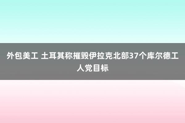 外包美工 土耳其称摧毁伊拉克北部37个库尔德工人党目标